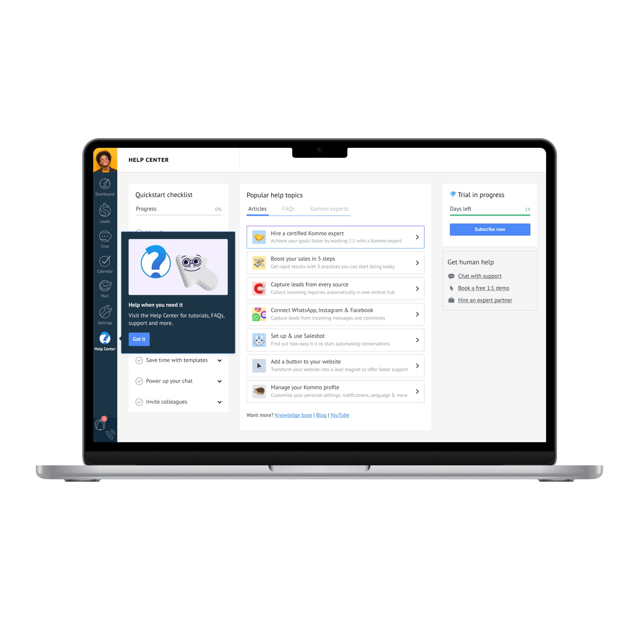 Help Center & Onboarding project screenshot